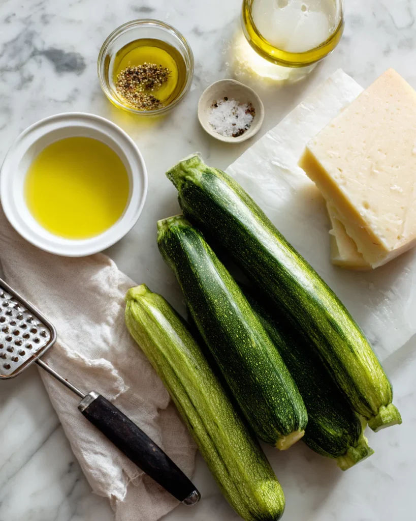 Fresh zucchini and parmesan ingredients