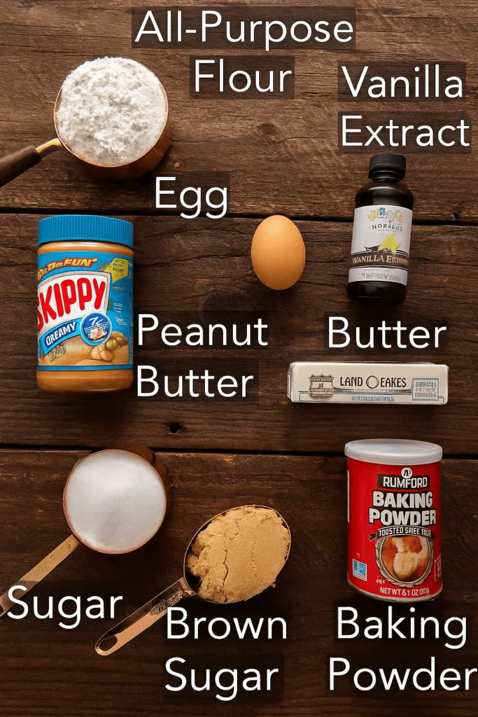Ingredients for Classic Peanut Butter Cookies