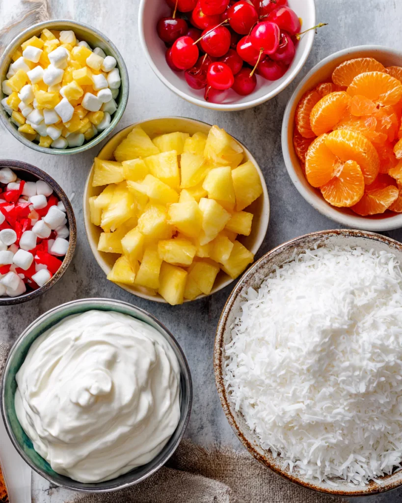 Ingredients for Cherry Pineapple Fruit Salad