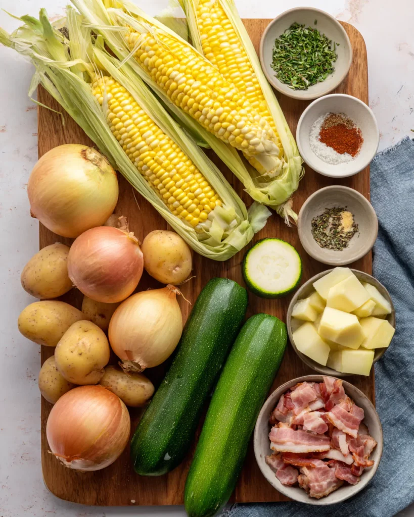 Ingredients for Corn and Zucchini Chowder
