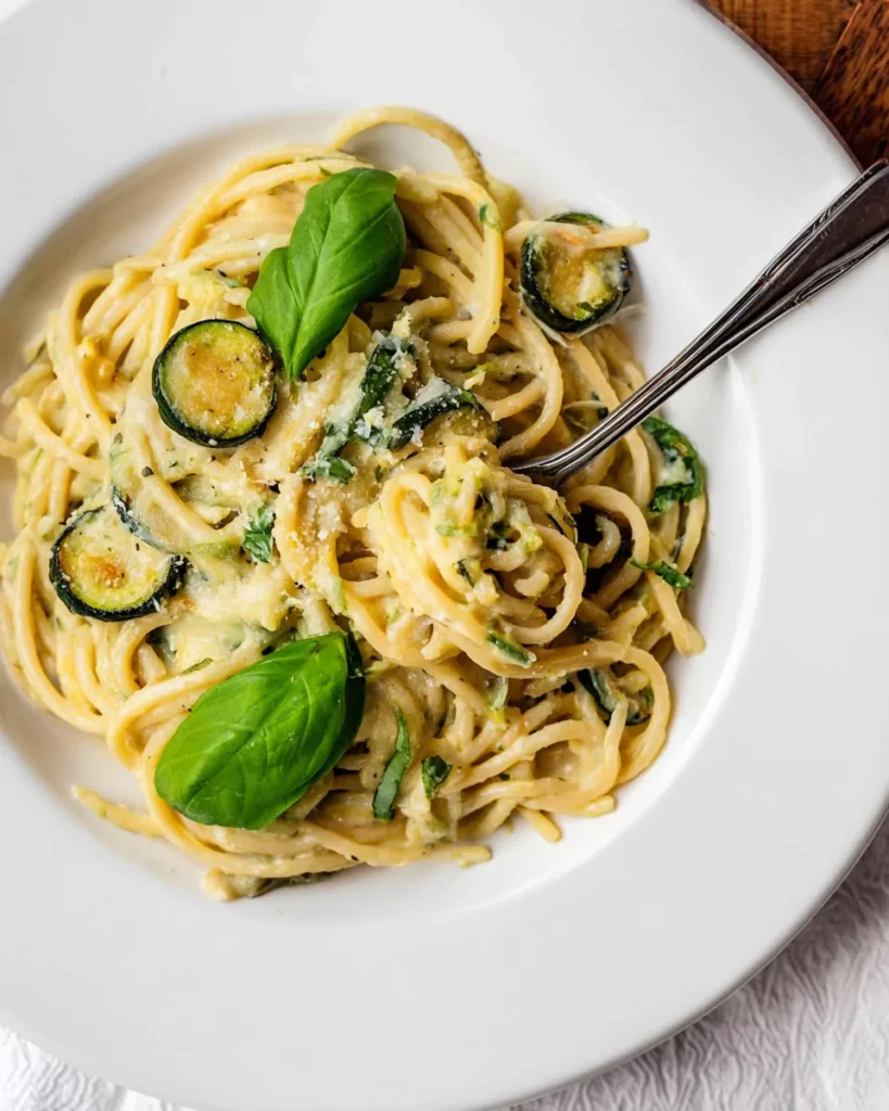 Creamy zucchini sauce pasta bowl
