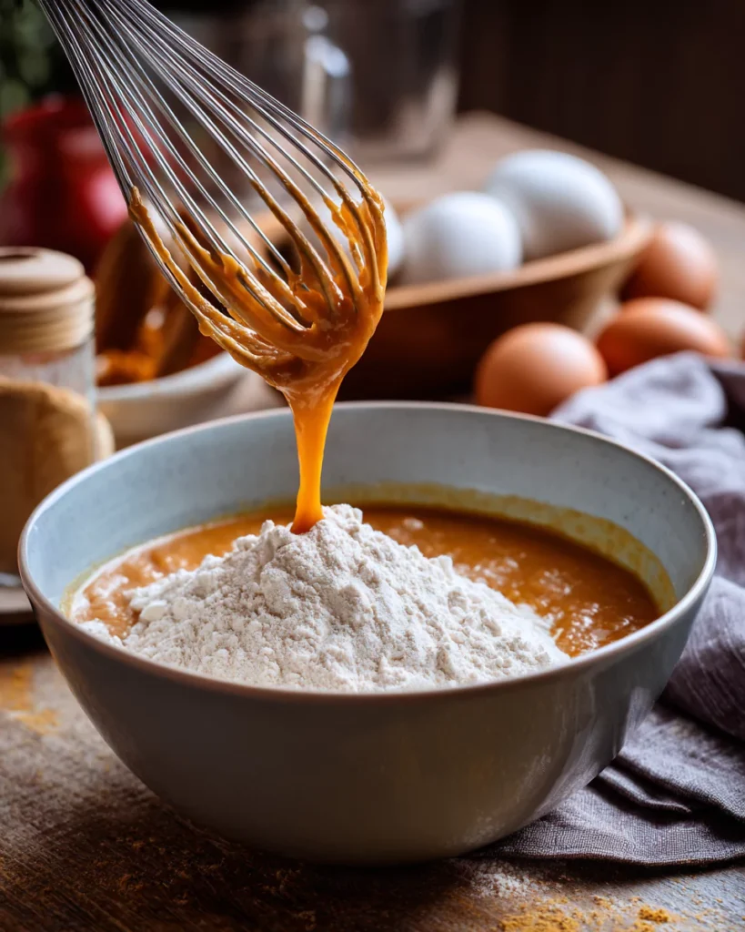 mixing-batter-air-fryer-pumpkin-donut-holes