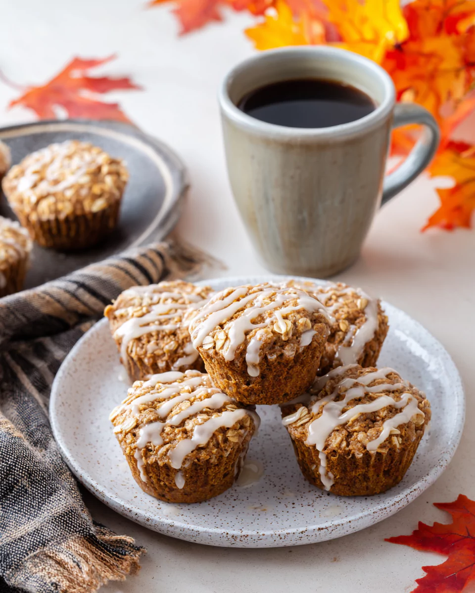 Pumpkin oatmeal muffins recipe served with coffee