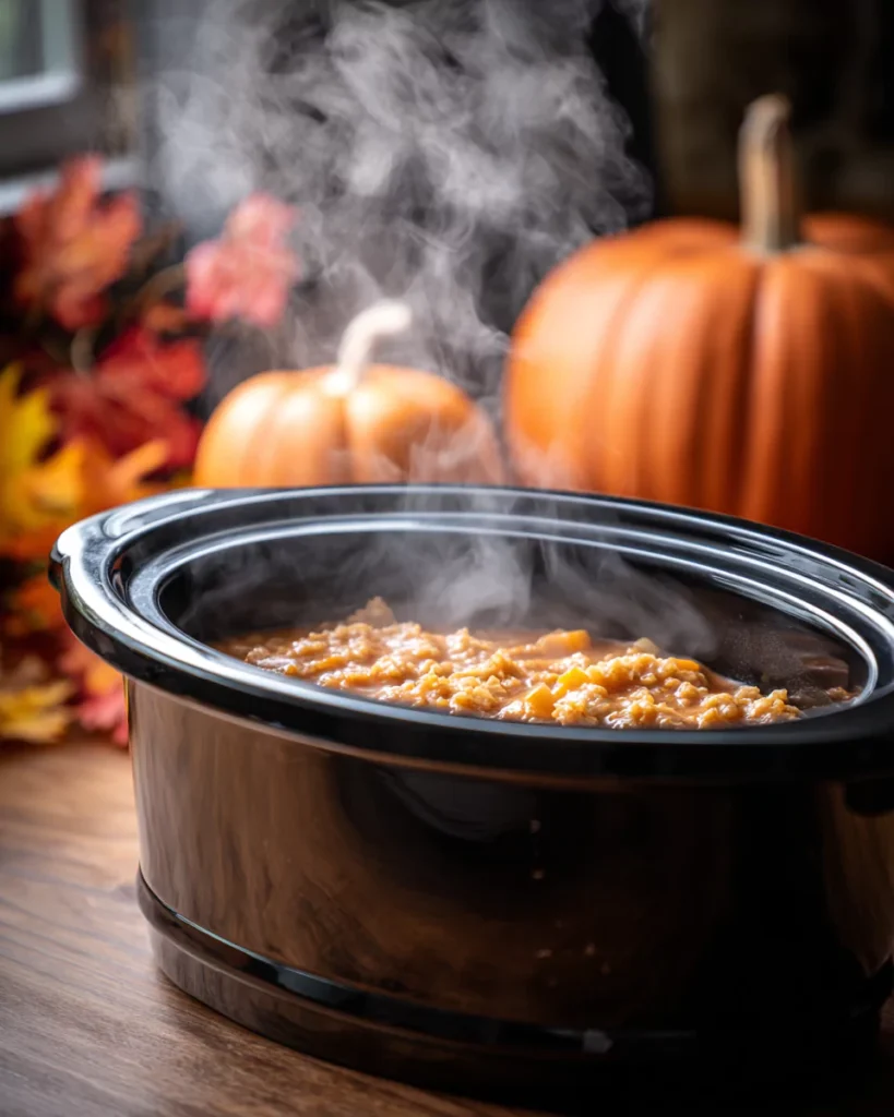 Slow cooker oatmeal simmering