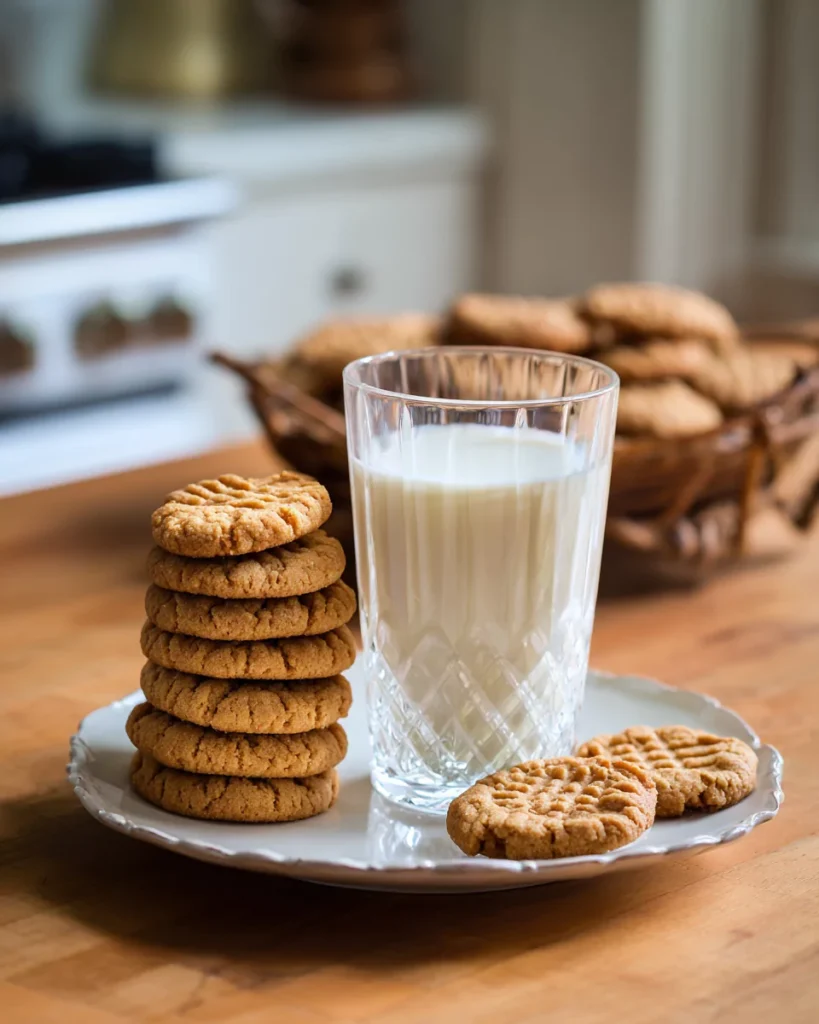 Serving Classic Peanut Butter Cookies with milk
