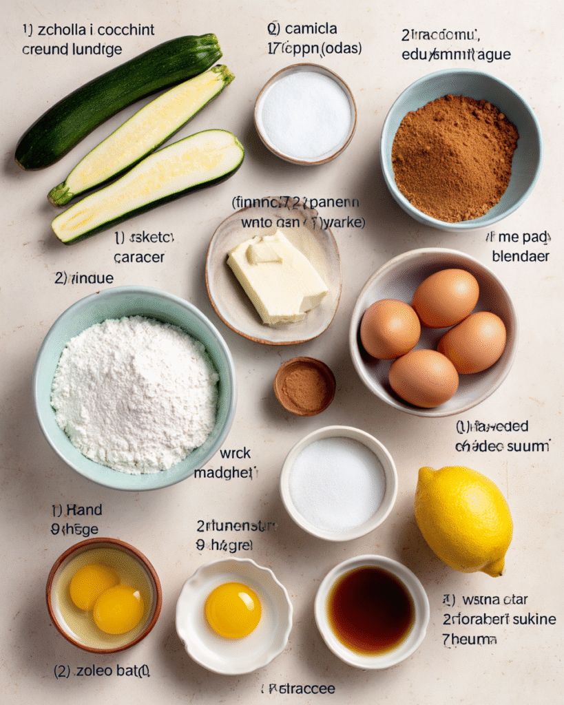 Ingredients for Cinnamon Bundt Pan Zucchini Bread