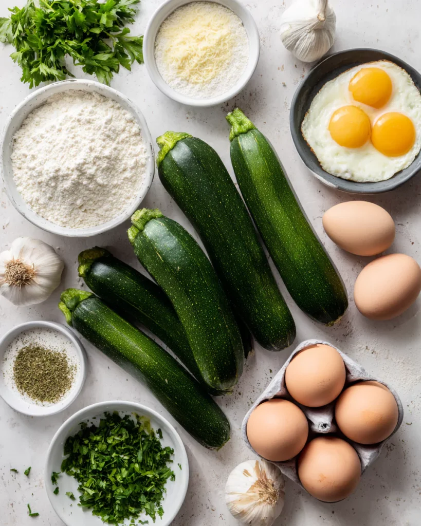 Ingredients for zucchini fritters recipe