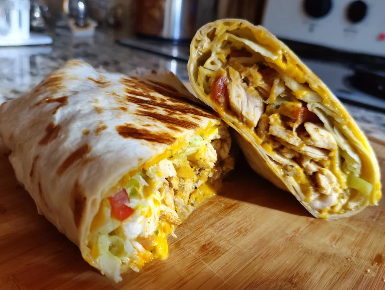 15-Minute Cheesy Garlic Chicken Wraps You’ll Crave