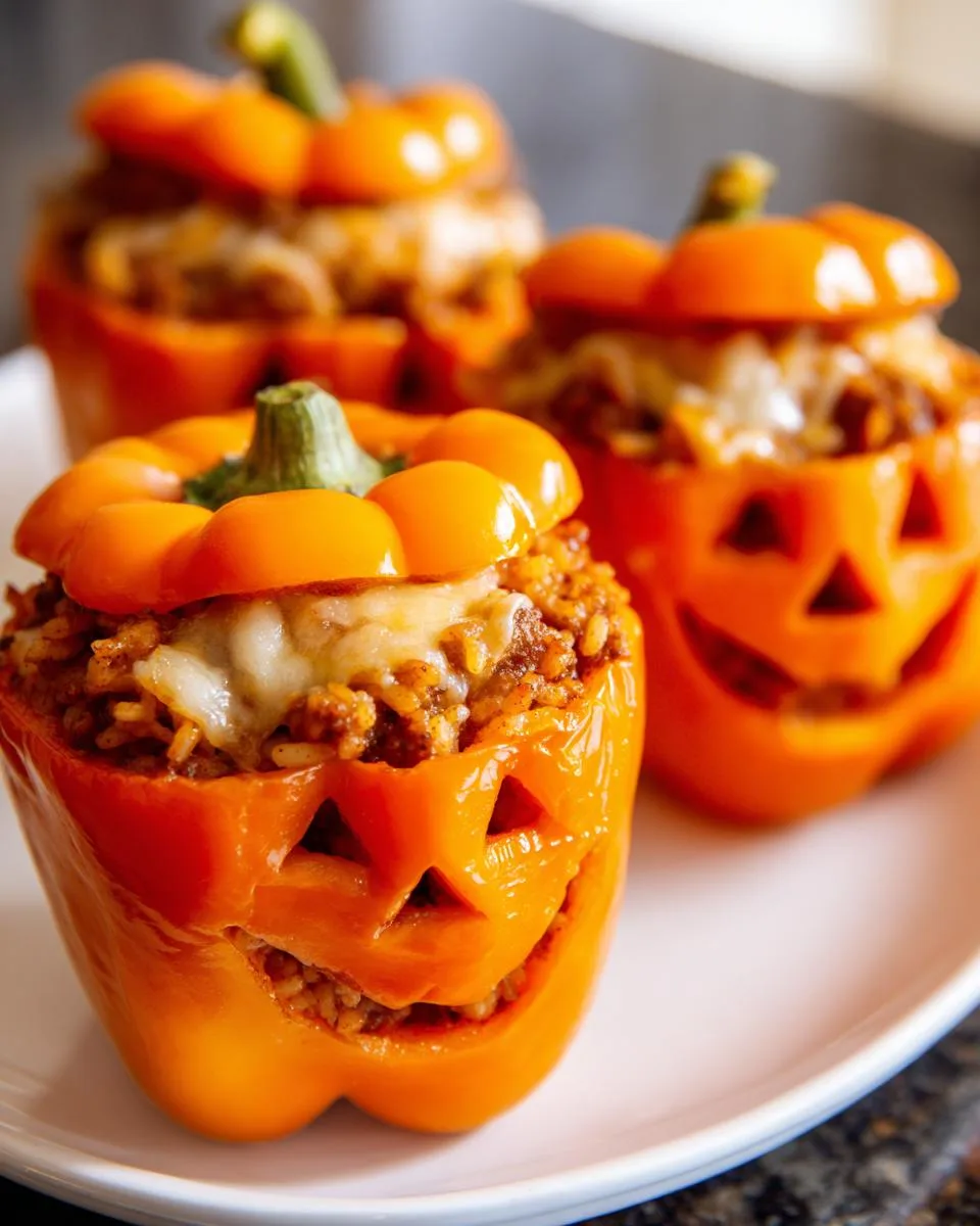 Jack-O-Lantern Stuffed Bell Peppers - detail 4