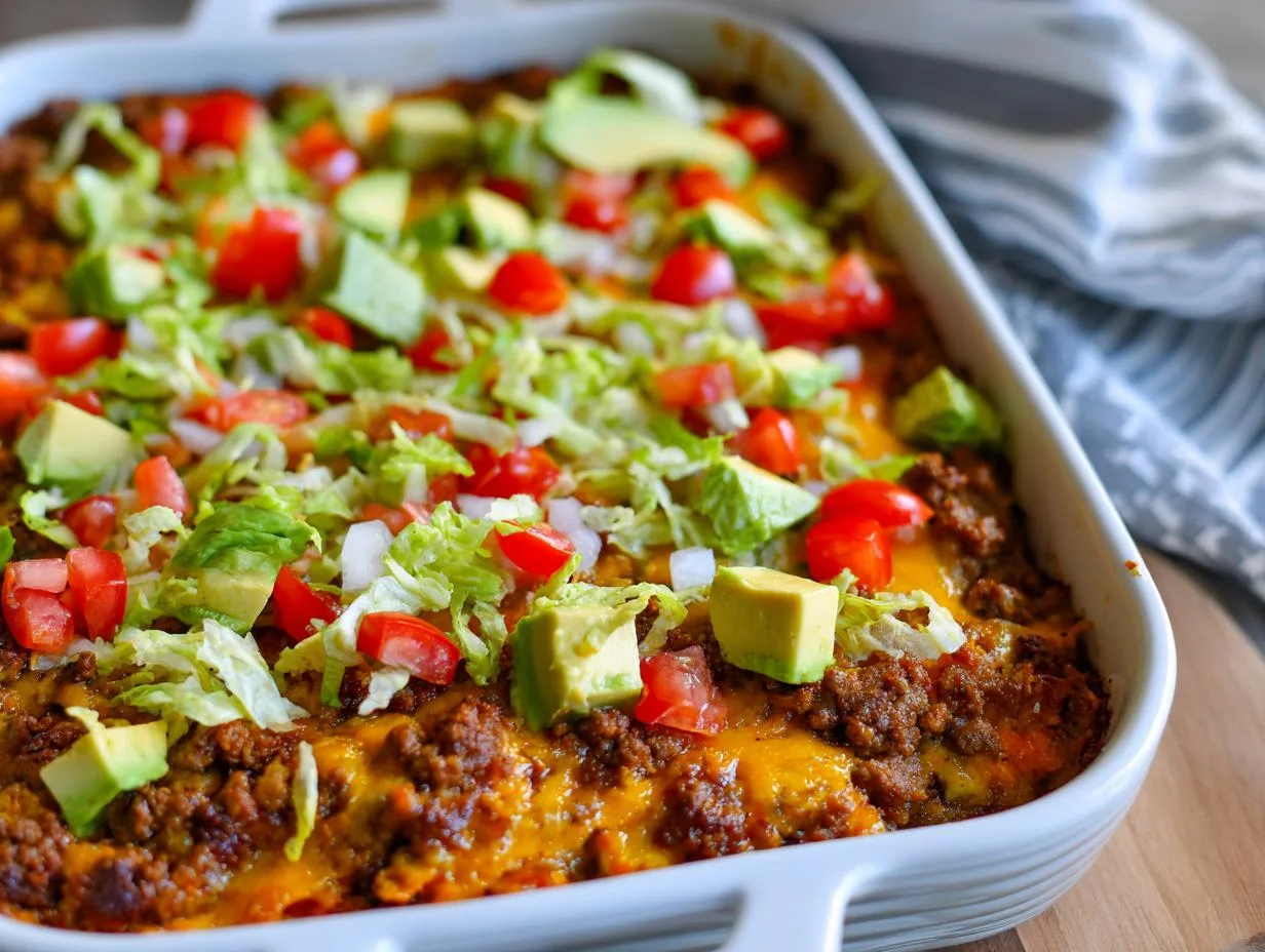 Hearty Low Carb Keto Taco Casserole in 30 Minutes