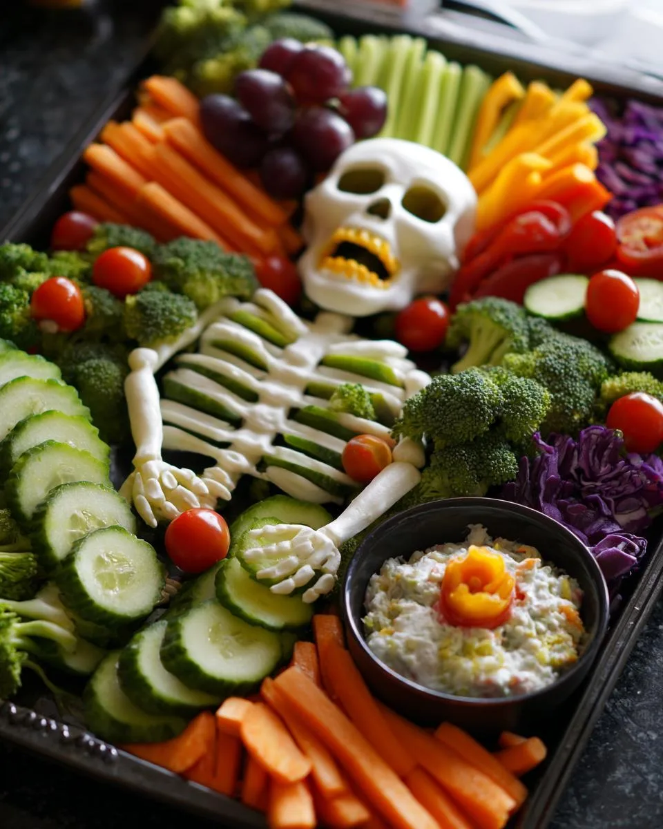 Creepy 10-Minute Skeleton Veggie Tray Your Kids Will Devour