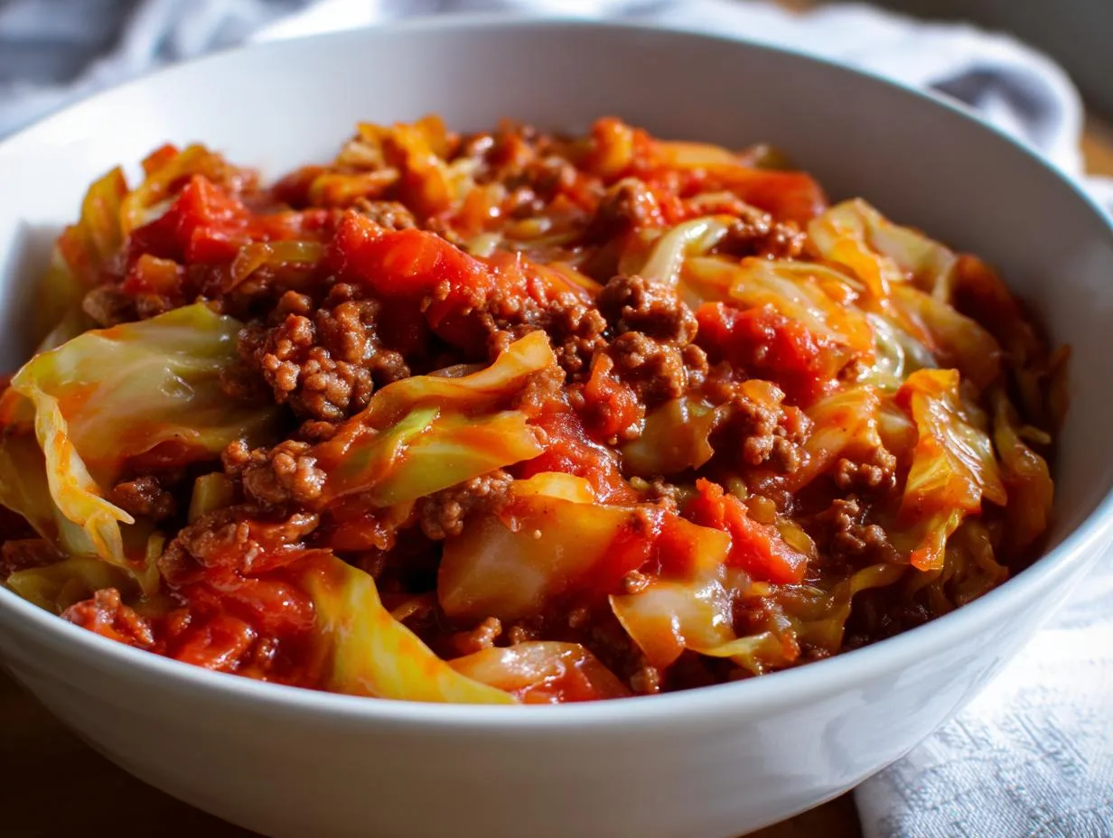 Amazing 6-Ingredient Slow Cooker Unstuffed Cabbage Rolls