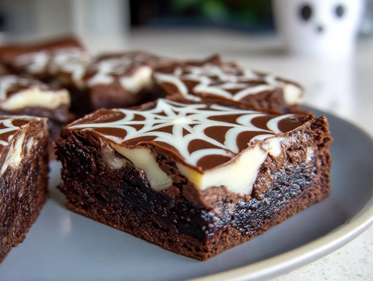 Spooky White Chocolate Spiderweb Brownies in 5 Easy Steps