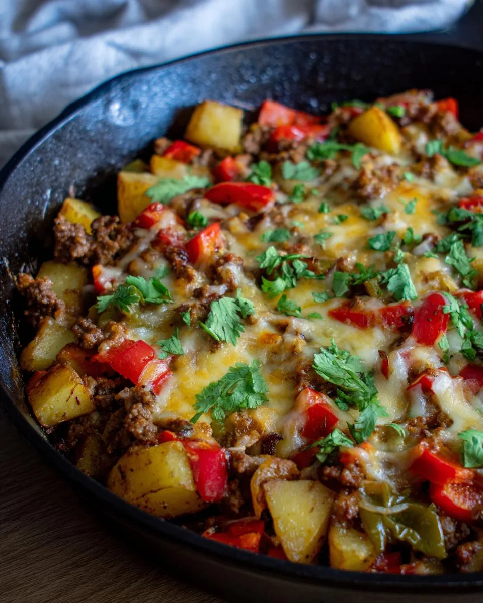 ground beef and potato skillet - detail 2