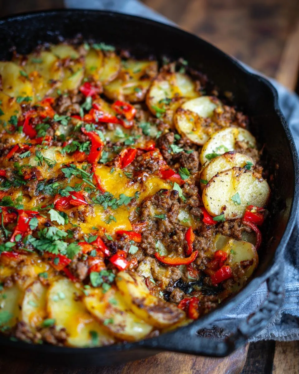 ground beef and potato skillet - detail 3