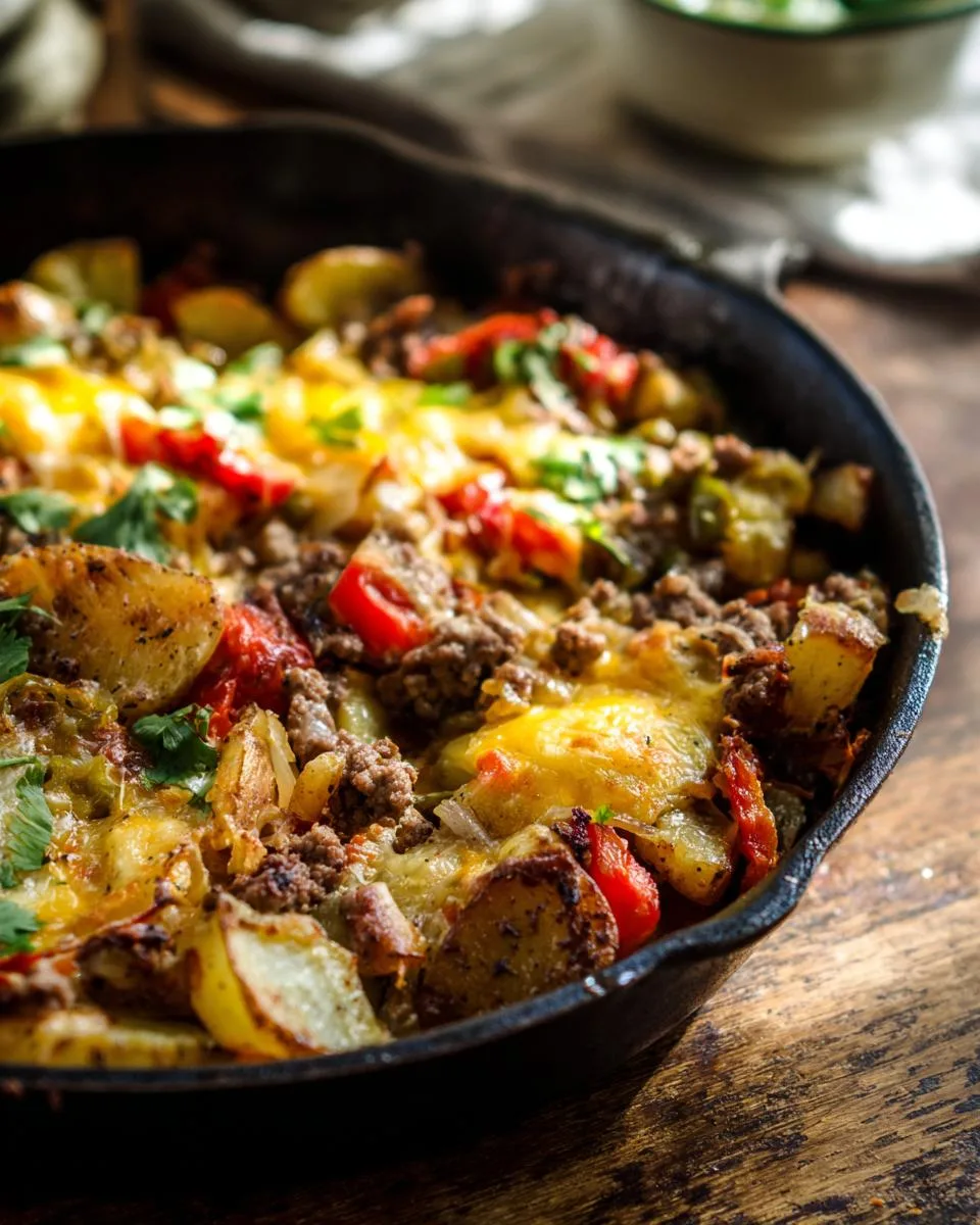 ground beef and potato skillet - detail 4