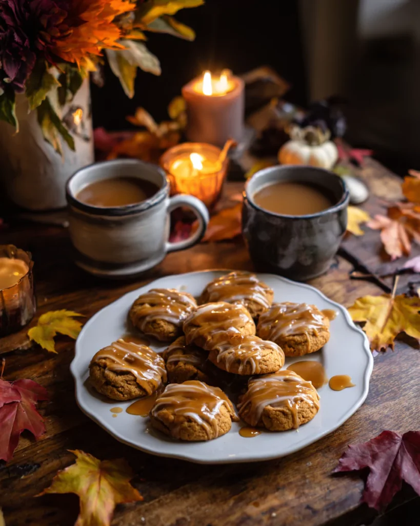 Maple pumpkin cookies served with apple cider