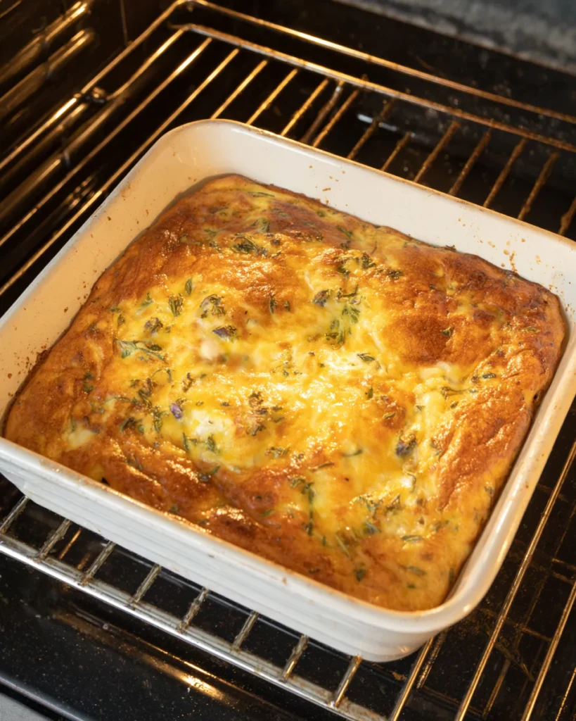 Pumpkin casserole baking in oven