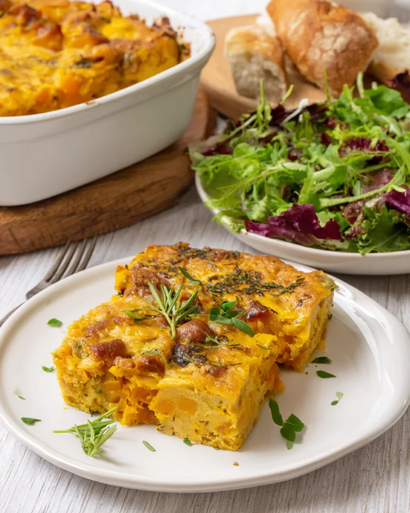 Serving of savory pumpkin casserole