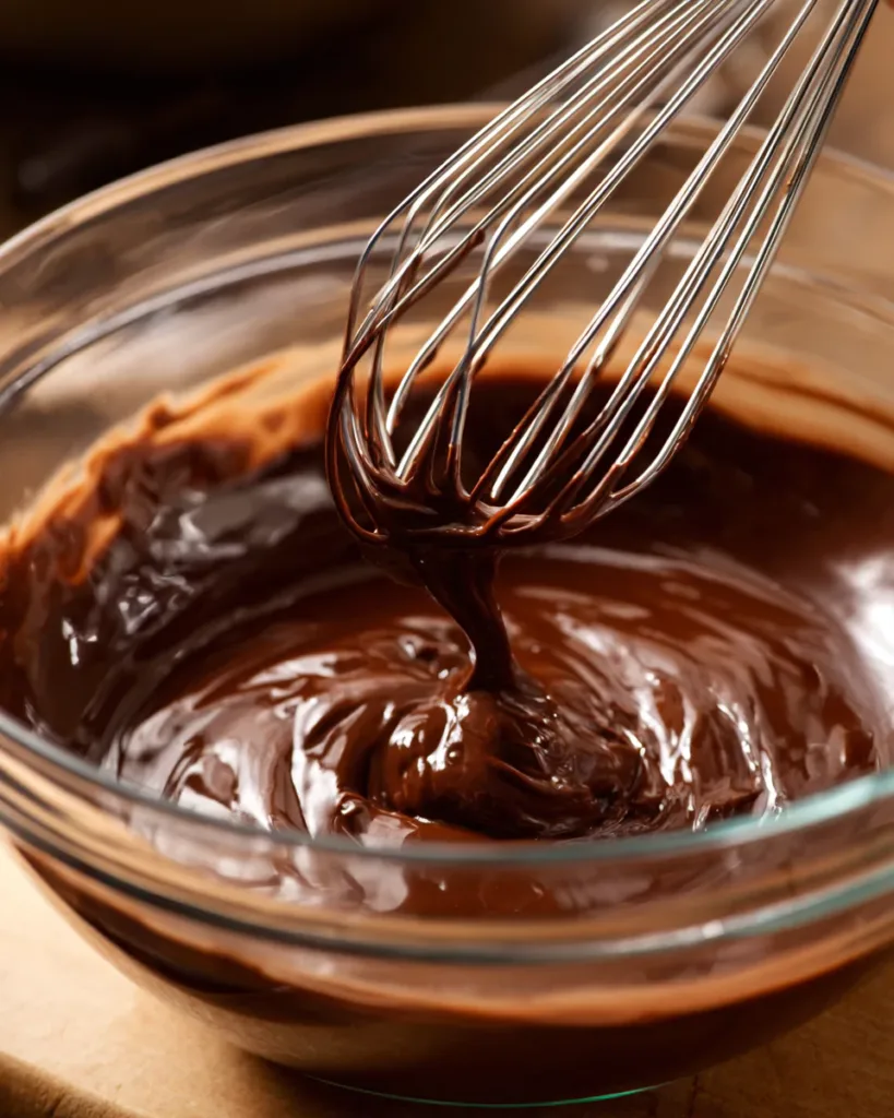 Mixing chocolate batter for spider web donuts