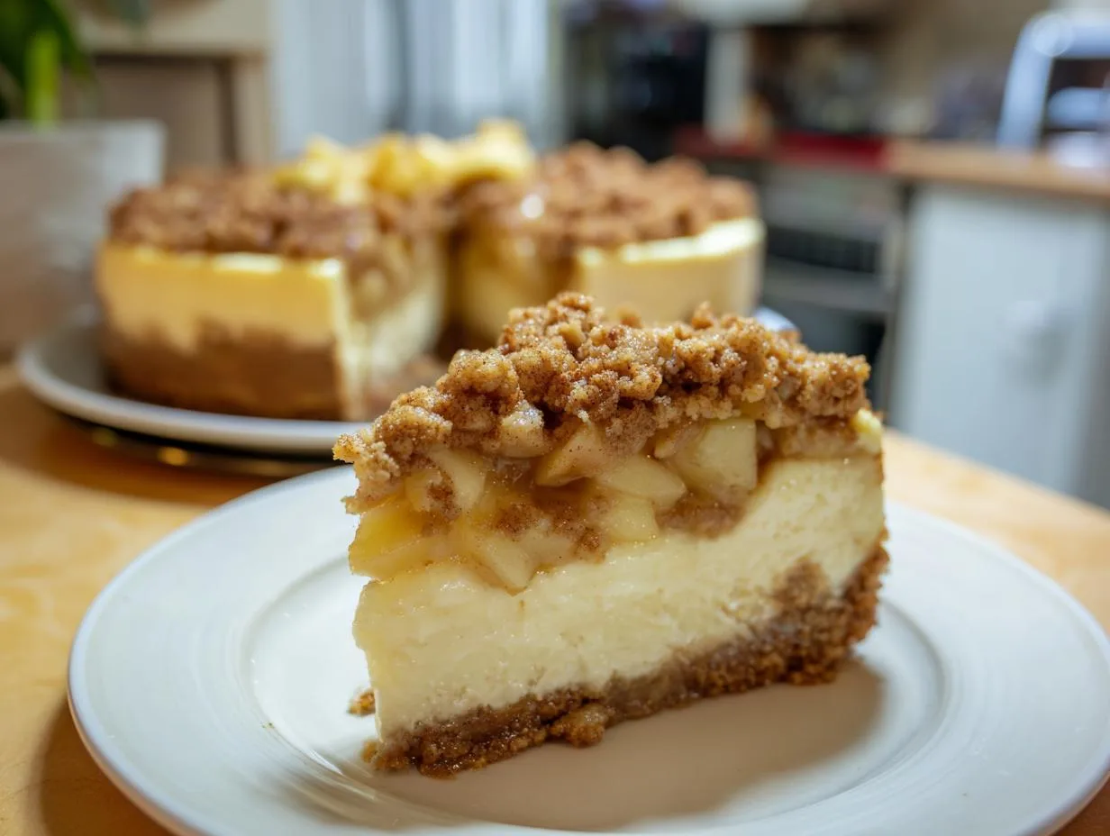 Irresistible Apple Crumble Cheesecake for 12 Perfect Slices