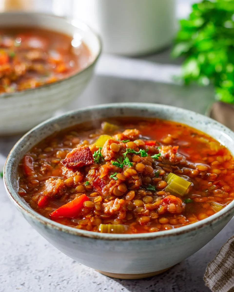 Sausage And Lentil Soup - detail 1