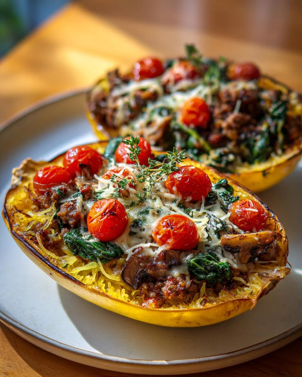 Sausage Stuffed Spaghetti Squash - detail 2