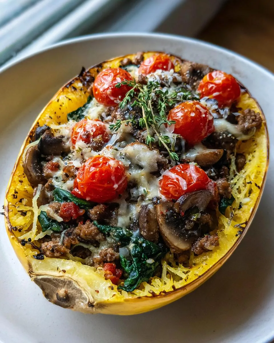 Sausage Stuffed Spaghetti Squash - detail 3