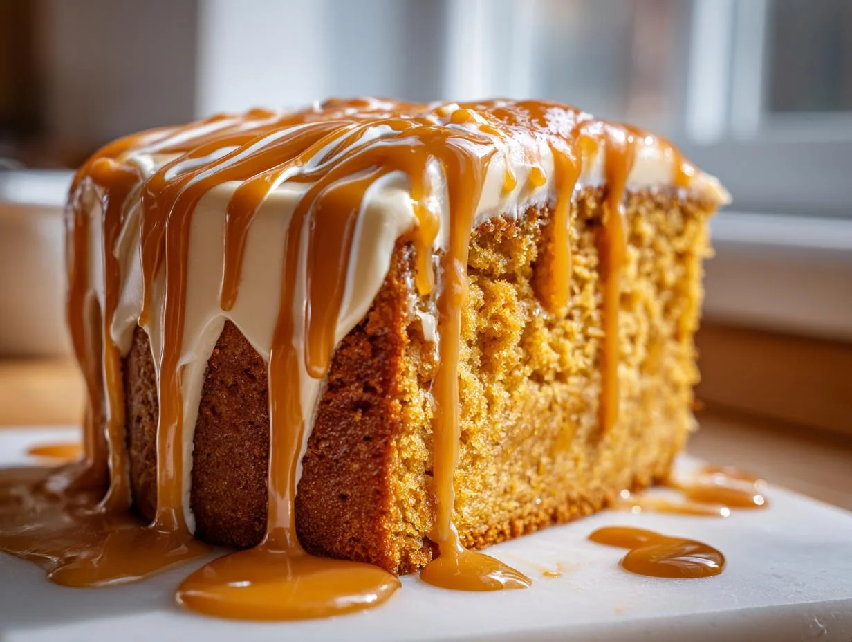 Decadent Pumpkin Cake with Caramel Cream in 3 Layers