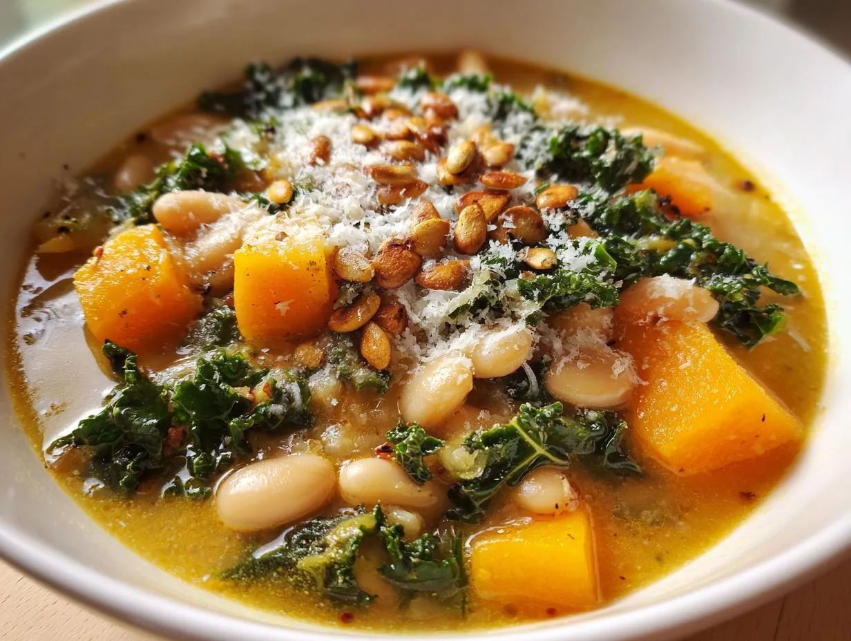 Creamy Butternut Squash Kale And White Bean Soup in 4 Steps