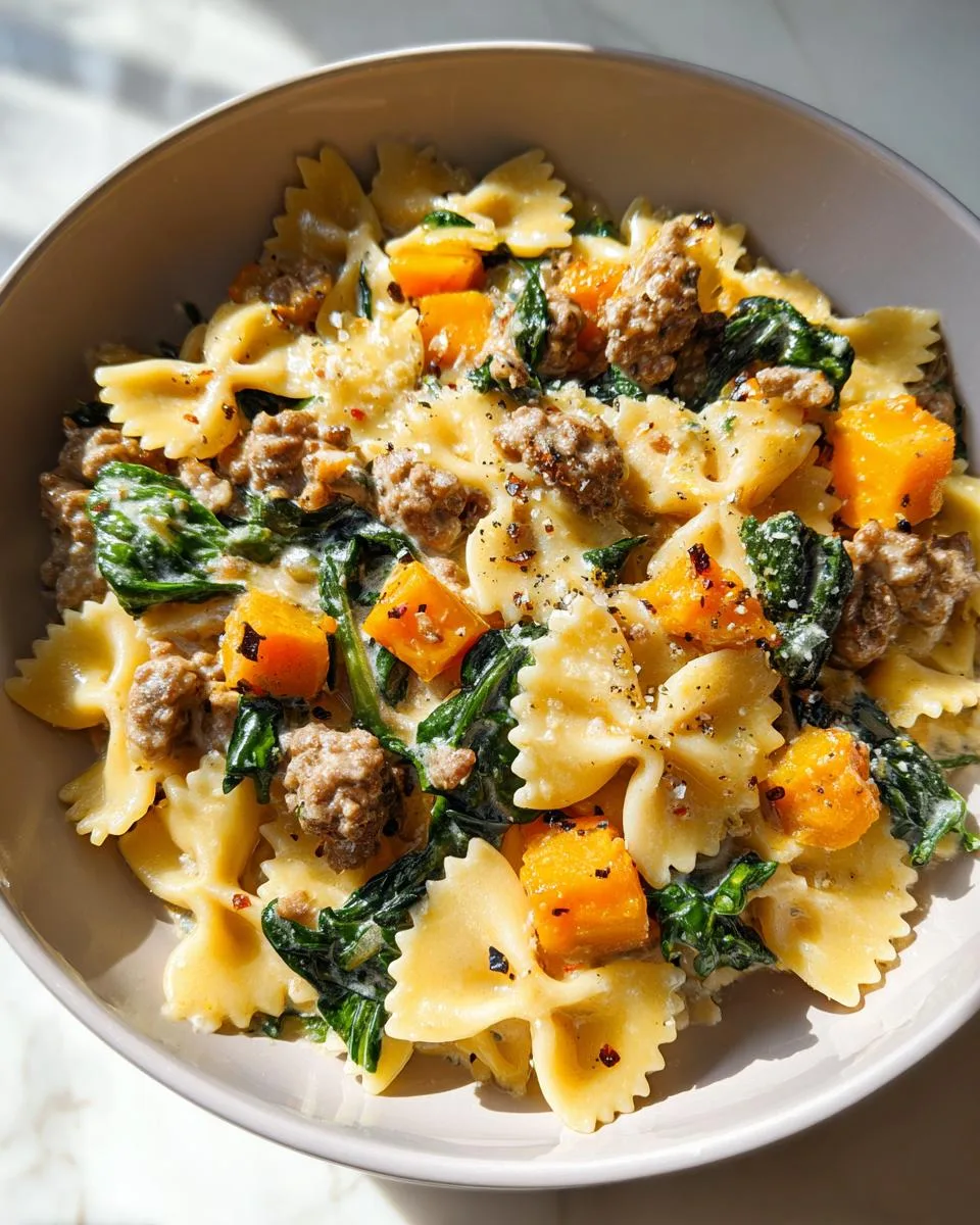 Butternut Squash Pasta With Sausage And Spinach - detail 3