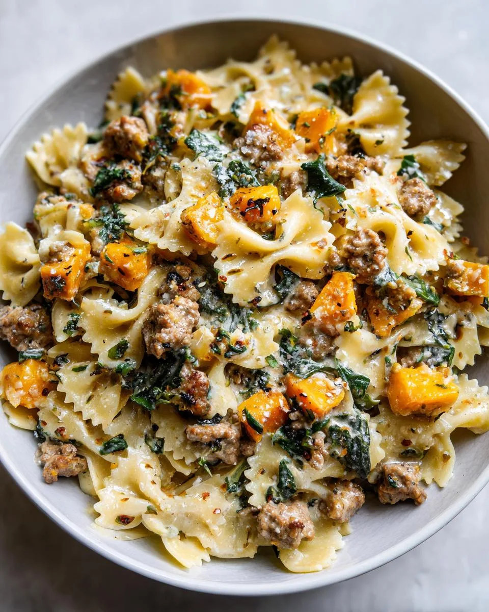 Butternut Squash Pasta With Sausage And Spinach - detail 5