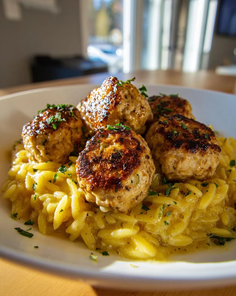 Greek Chicken Meatballs with Lemon Orzo - detail 1