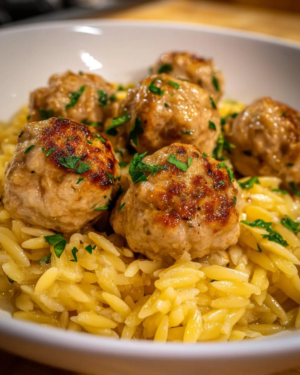 Greek Chicken Meatballs with Lemon Orzo - detail 3