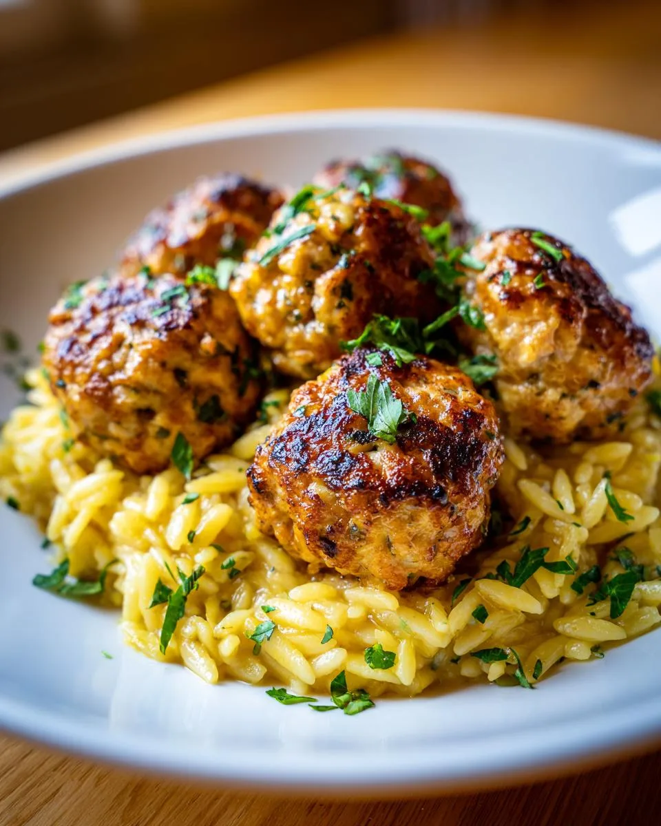 Greek Chicken Meatballs with Lemon Orzo - detail 4