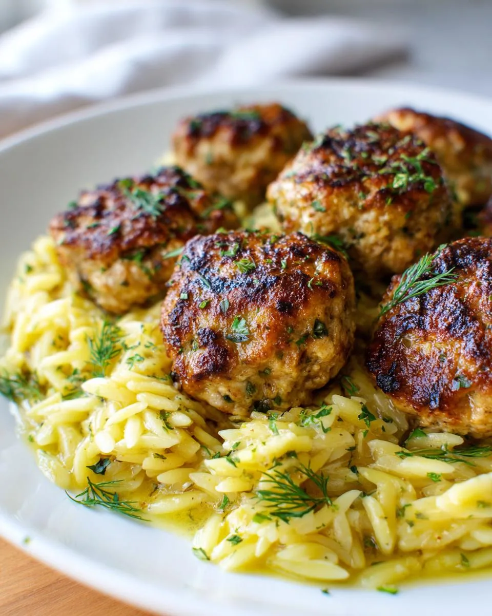 Greek Chicken Meatballs with Lemon Orzo - detail 5