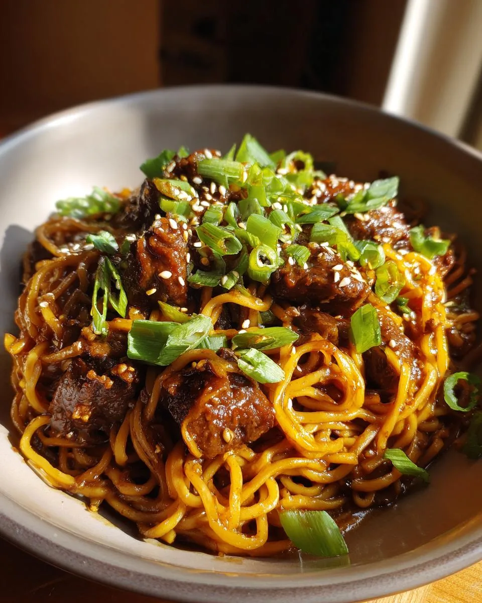 Mongolian Ground Beef Noodles - detail 2