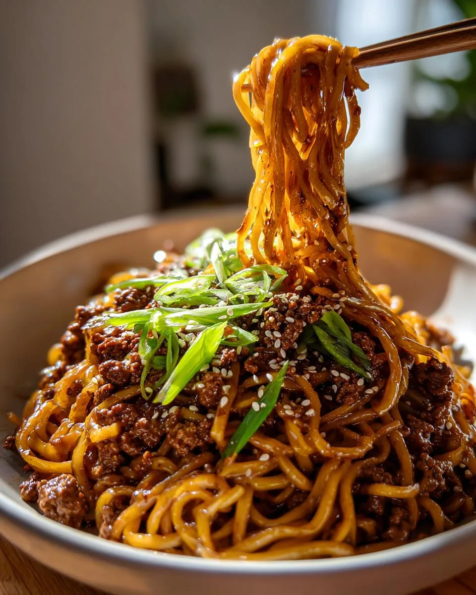 Mongolian Ground Beef Noodles - detail 3
