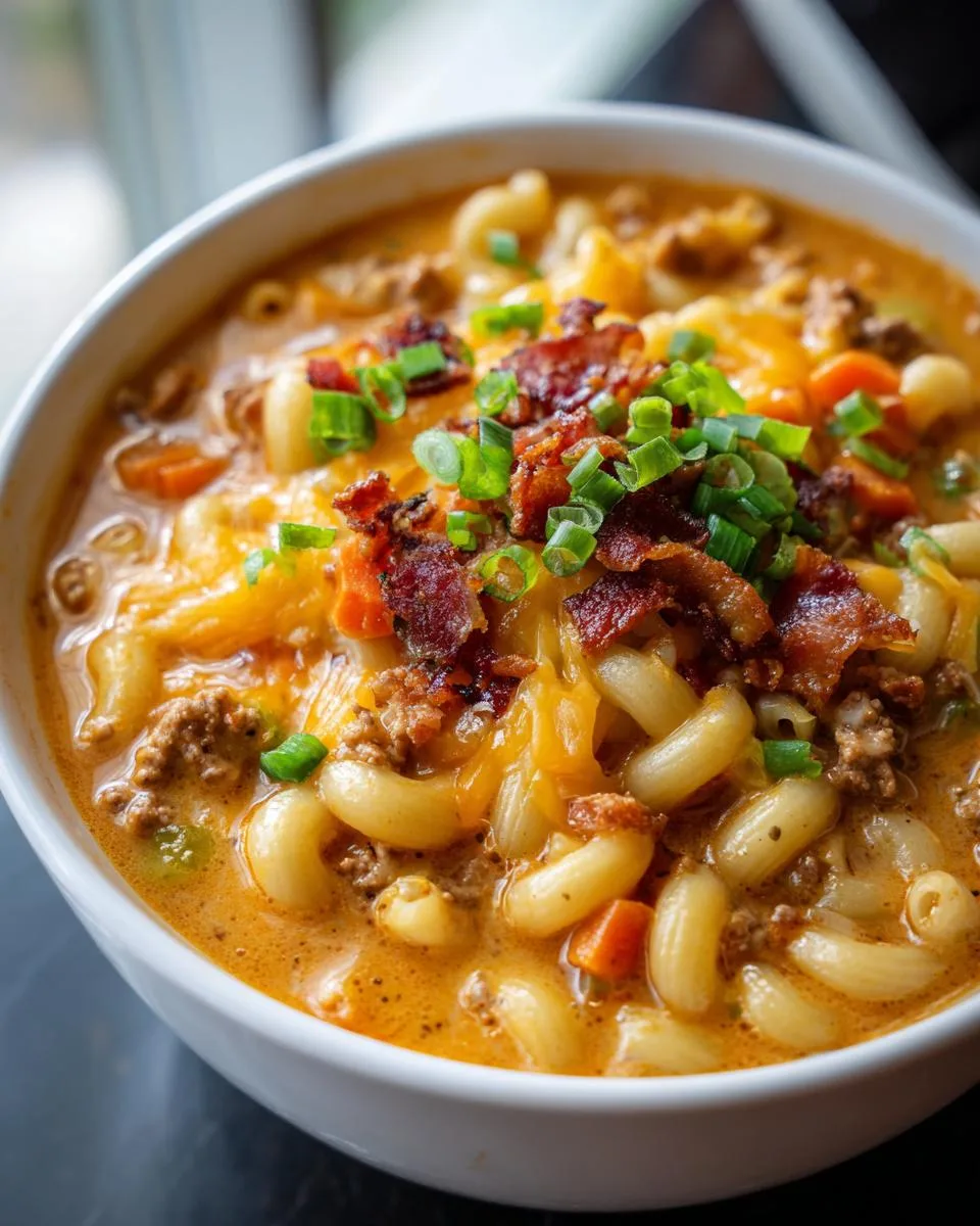 One-Pot Macaroni Cheeseburger Soup - detail 2