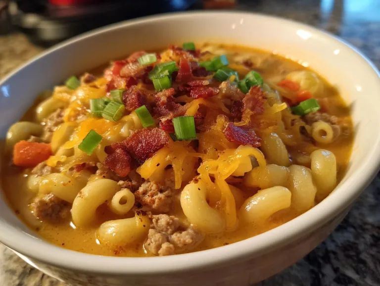 One-Pot Macaroni Cheeseburger Soup