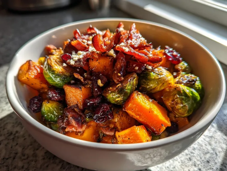 Spicy Maple Butternut Squash With Brussels