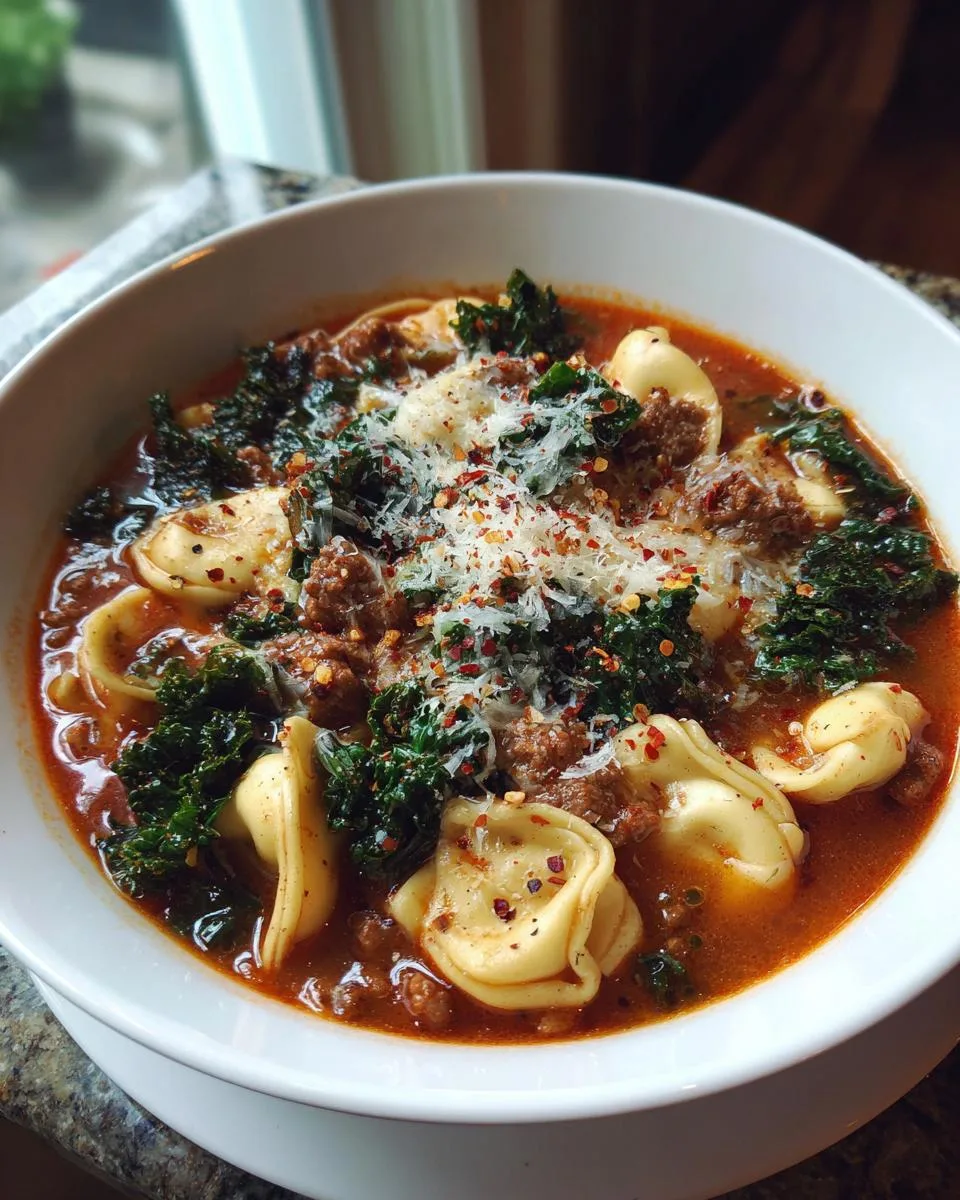 Tortellini Soup with Sausage and Kale - detail 2