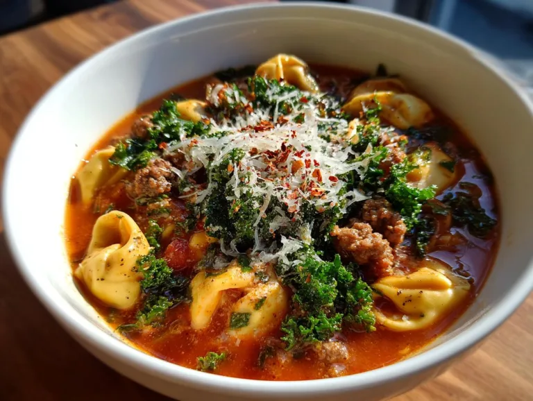 Tortellini Soup with Sausage and Kale
