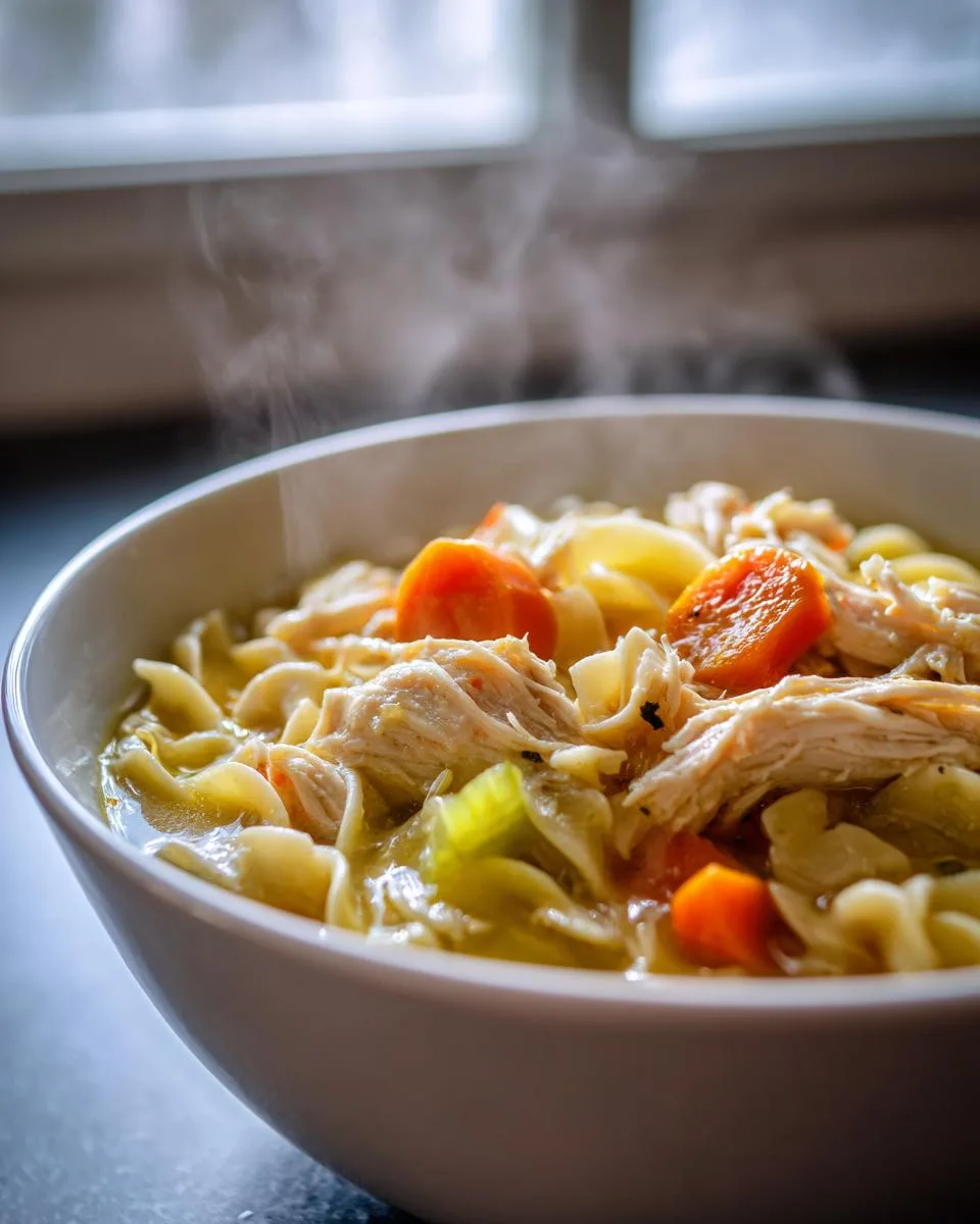 creamy chicken noodle soup - detail 2