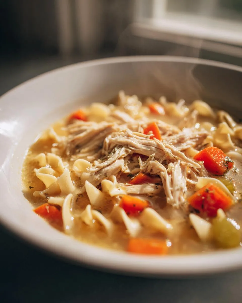 creamy chicken noodle soup - detail 3