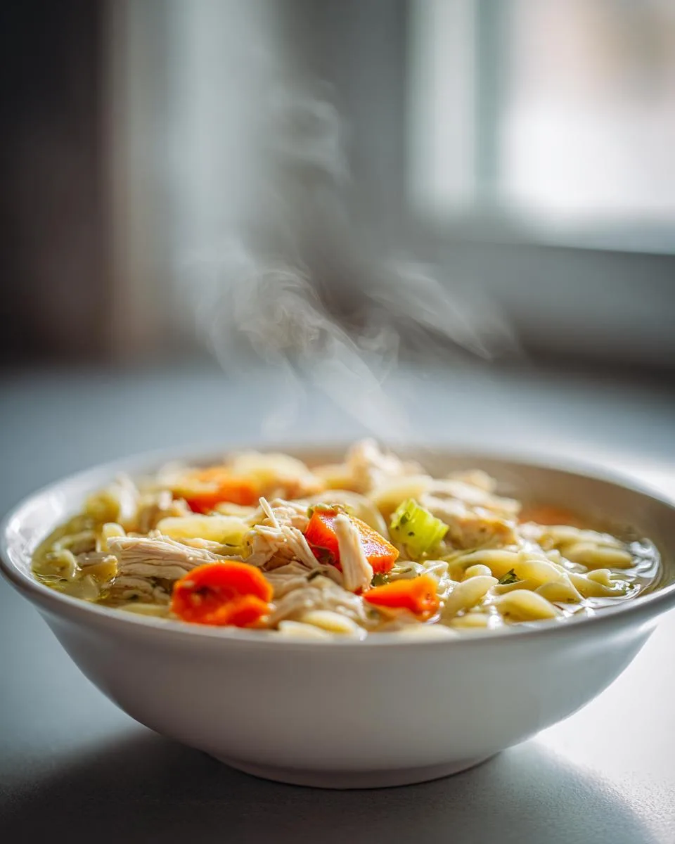 creamy chicken noodle soup - detail 4