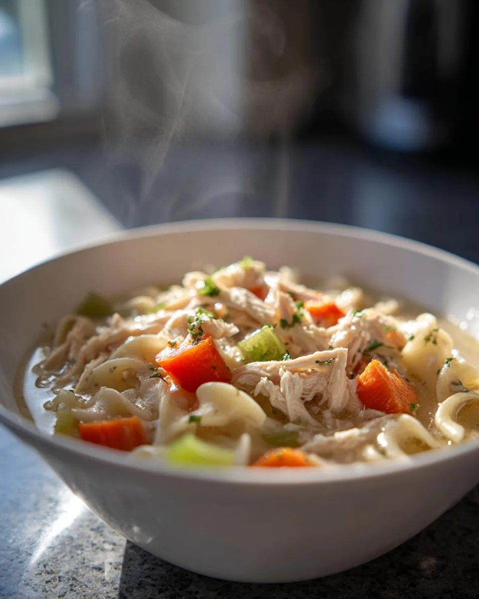 creamy chicken noodle soup - detail 5
