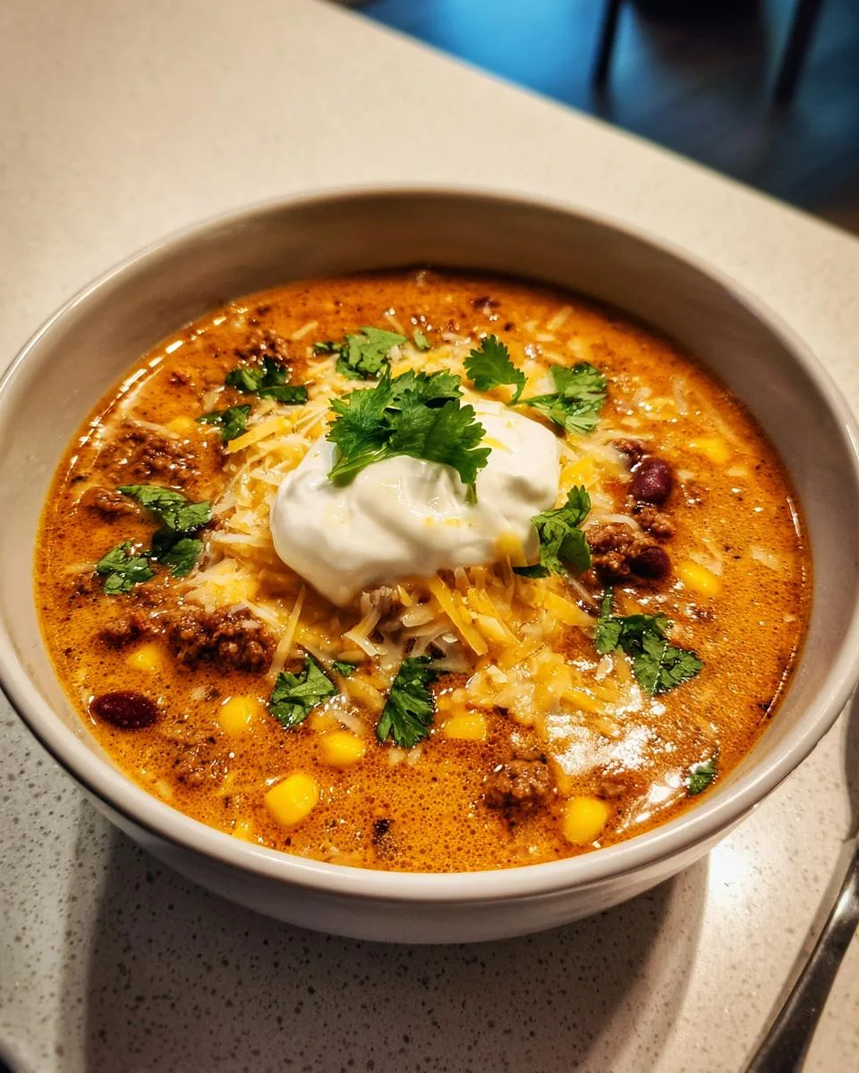 Cheesy Beef Taco Soup - detail 1
