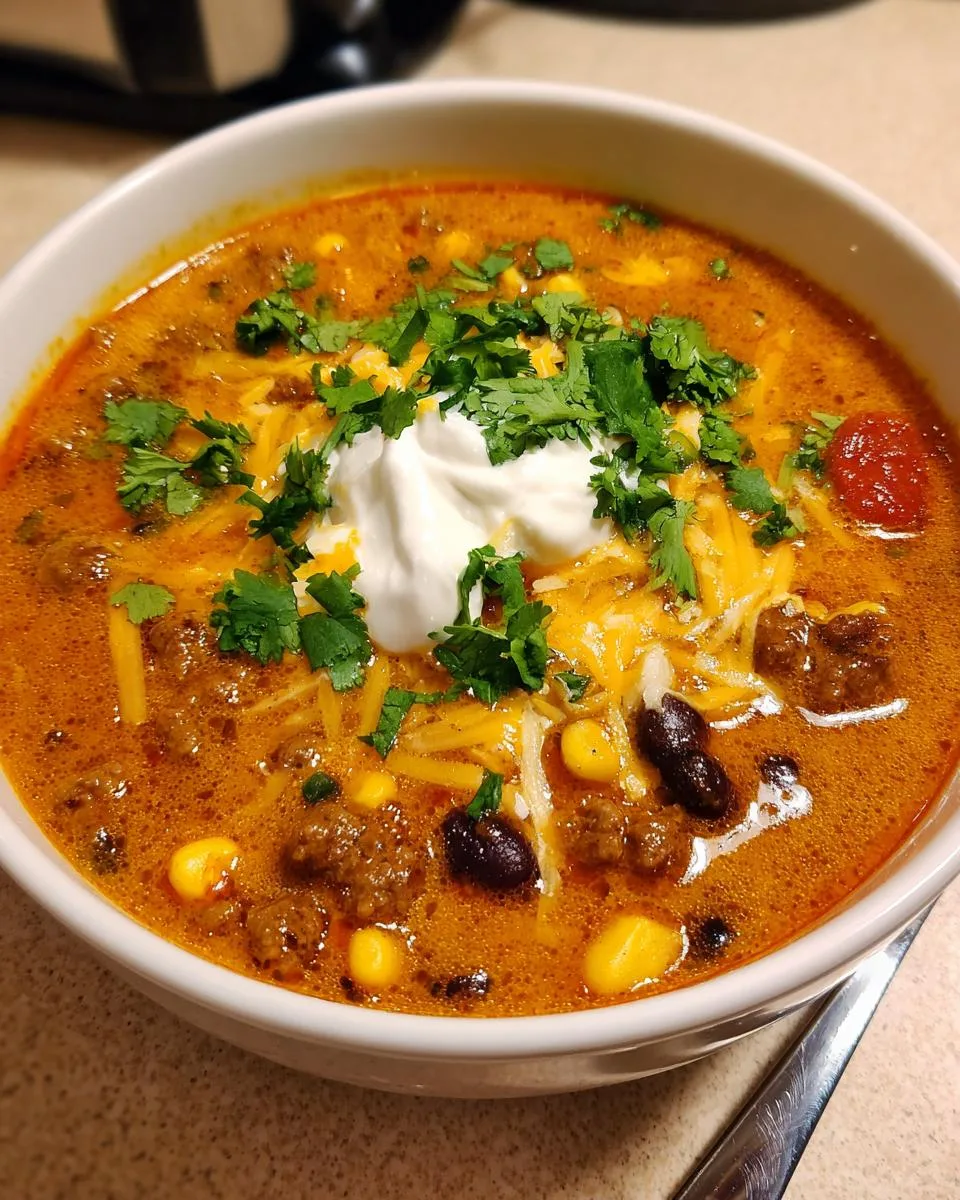 Cheesy Beef Taco Soup - detail 2