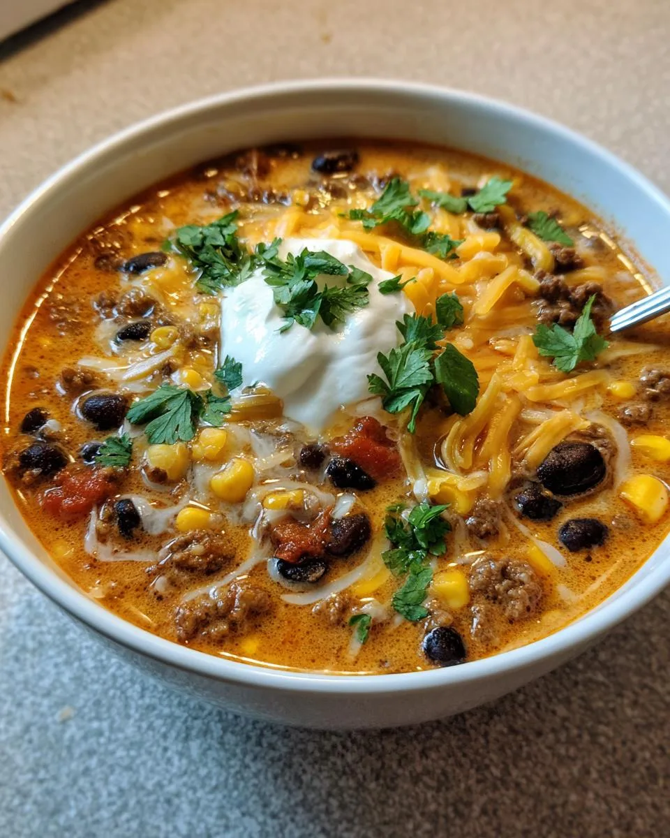 Cheesy Beef Taco Soup - detail 3